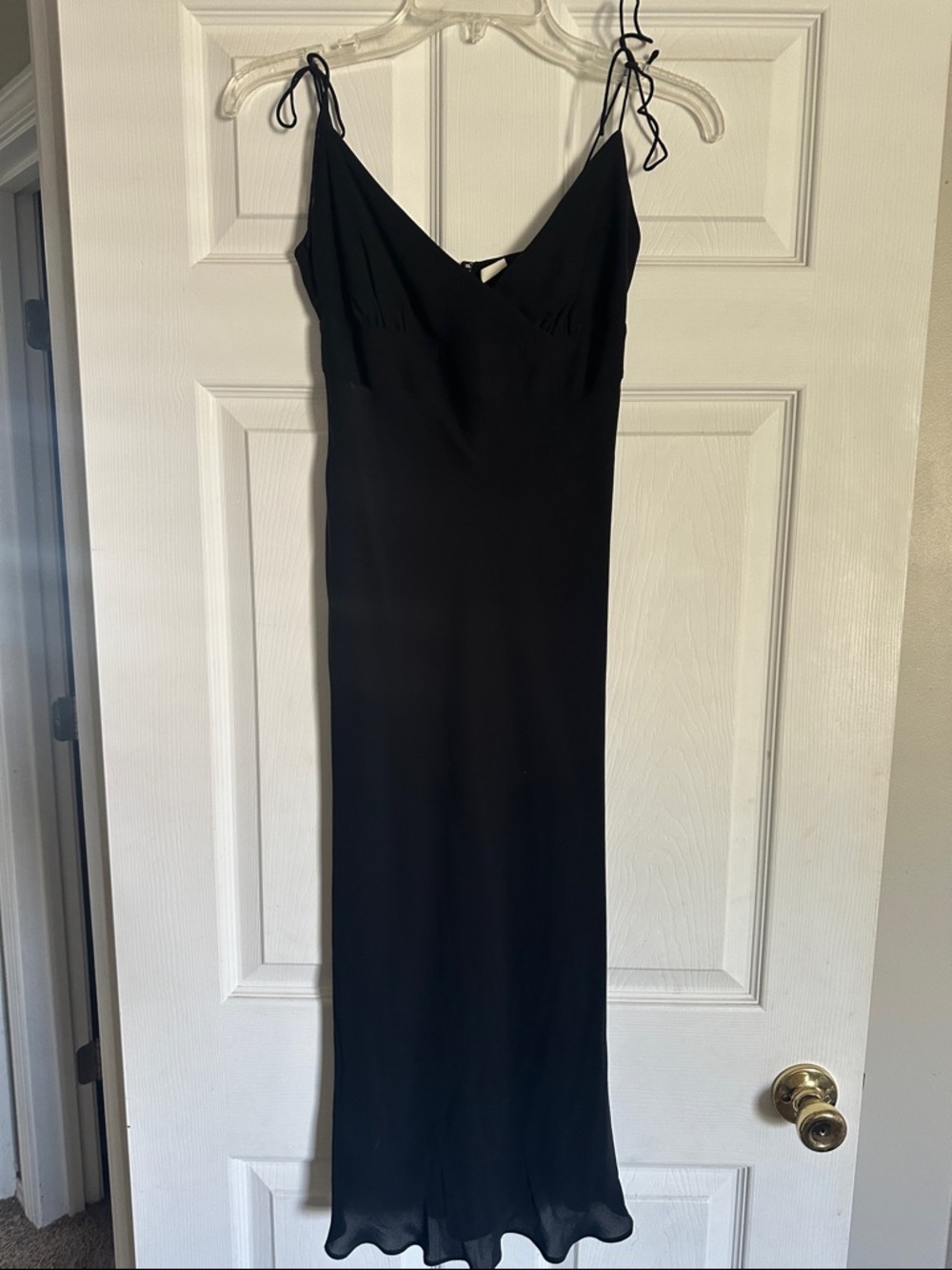 J. Crew Black Maxi Slip Dress with Tie Straps